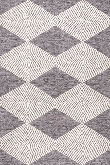 Madison Grey Hand-Hooked Wool Diamond Area Rug