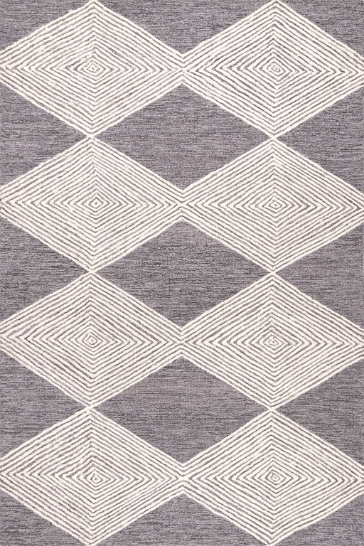 Madison Grey Hand-Hooked Wool Diamond Area Rug