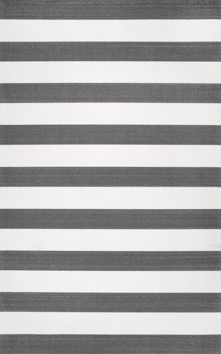 Magnolia Grey Striped Indoor Outdoor Area Rug 152 cm