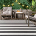 Magnolia Striped Area Rug For Indoor And Outdoor Use Black