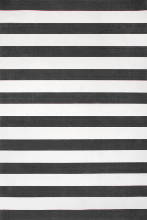 Magnolia Striped Area Rug For Indoor And Outdoor Use Black