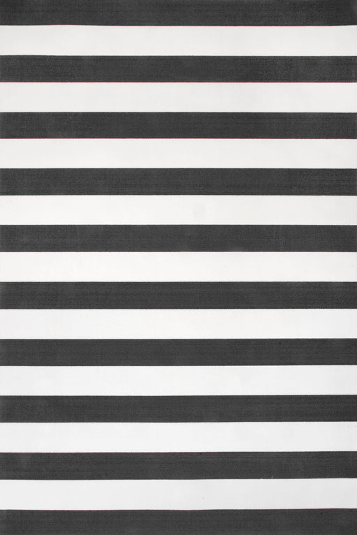 Magnolia Striped Area Rug For Indoor And Outdoor Use Black