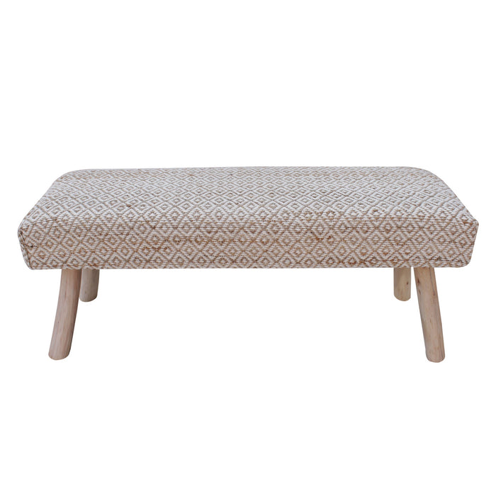 Malak Hand Woven Jute Wool Polyester Bench for Living Space