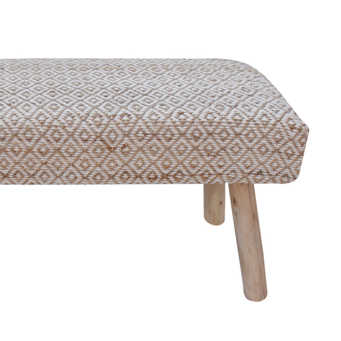 Malak Hand Woven Jute Wool Polyester Bench for Living Space