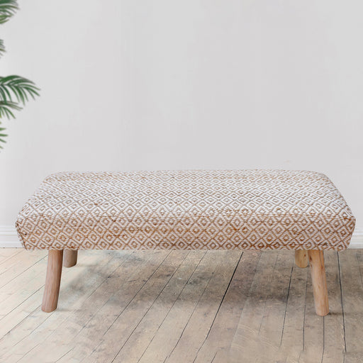 Malak Hand Woven Jute Wool Polyester Bench for Living Space