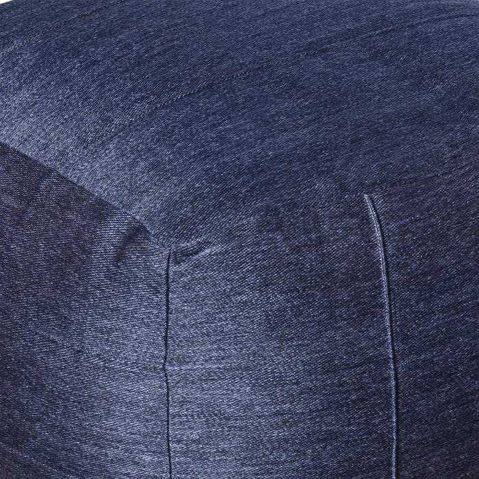 Malar Pouf In Blue Charcoal And Grey Jacquard Weave