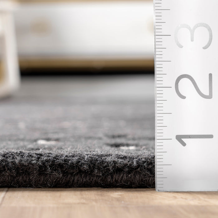 Mandia Charcoal Striped Wool Area Rug 160x230 cm