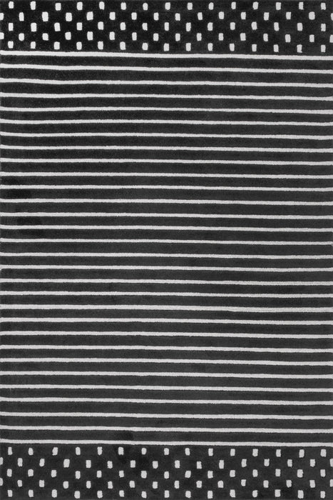 Mandia Charcoal Striped Wool Area Rug 160x230 cm