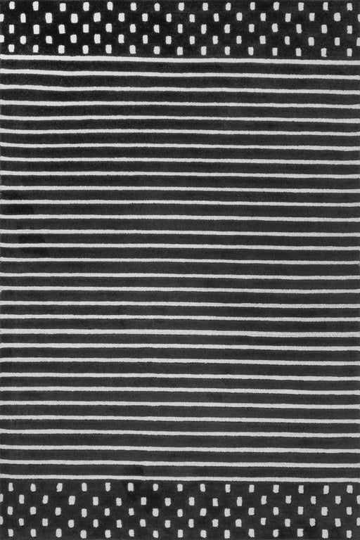 Mandia Charcoal Striped Wool Area Rug 160x230 cm