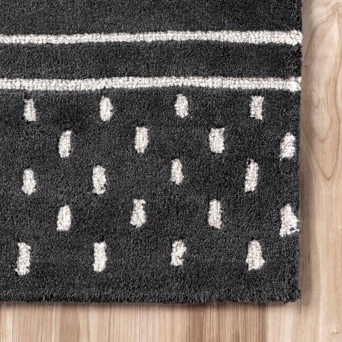 Mandia Charcoal Striped Wool Area Rug