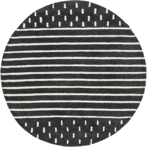 Mandia Charcoal Striped Wool Area -matto