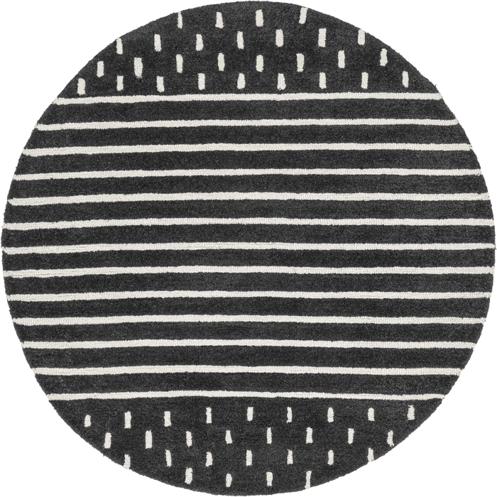 Mandia Charcoal Striped Wool Area Rug