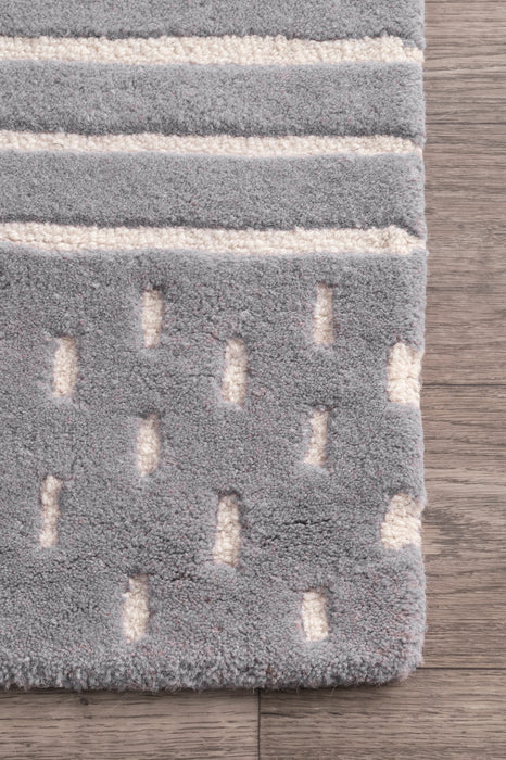 Mandia Grey Striped Wool Area Rug 152 x 244 cm
