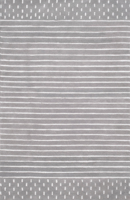 Mandia Grey Striped Wool Area Rug 152 x 244 cm