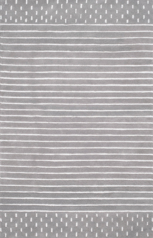 Mandia Grey Striped Wool Area Rug 152 x 244 cm