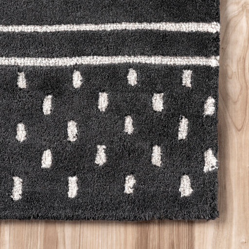 Mandia Striped Charcoal Wool Area Rug 150x240 cm