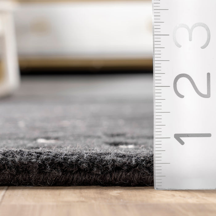 Mandia Striped Charcoal Wool Area Rug 150x240 cm