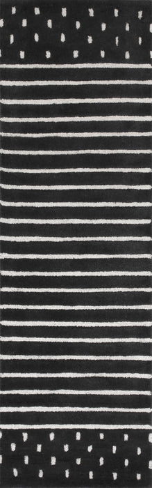Mandia Striped Charcoal Wool Area Rug 150x240 cm