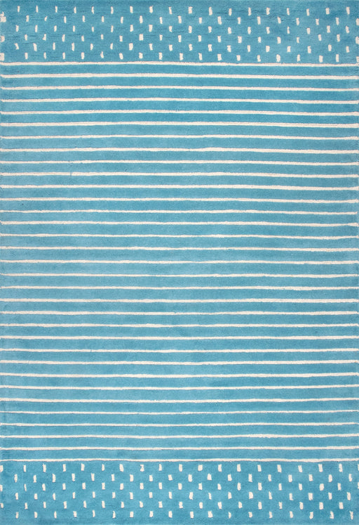 Tappeto Mandia in lana a righe Baby Blue 170x240 cm