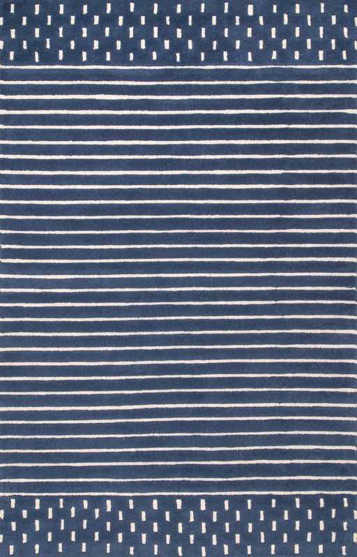 Mandia Wool Striped Area Rug 160x230 cm Navy
