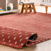 Mandia Wool Striped Area Rug in Brick Red