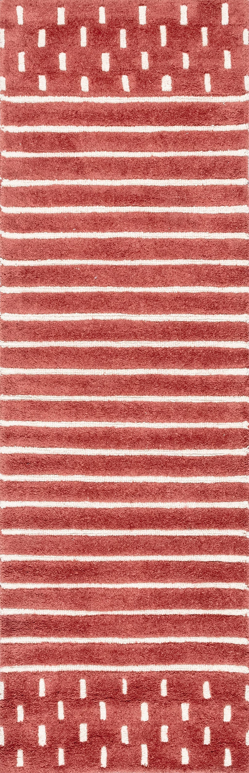 Mandia Wool Striped Area Rug in Brick Red