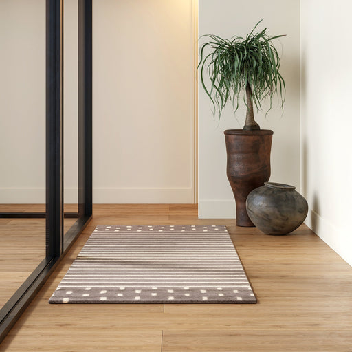 Mandia Wool Striped Area Rug in Taupe 150x240 cm