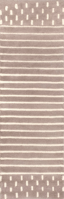 Mandia Wool Striped Area Rug in Taupe 150x240 cm