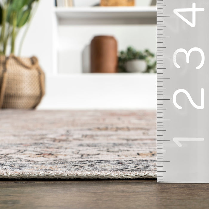 Mara Medallion Machine Washable Area Rug 140x200 cm Beige