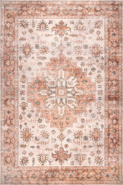Mara Medallion Machine Washable Rug 120x180 cm Peach