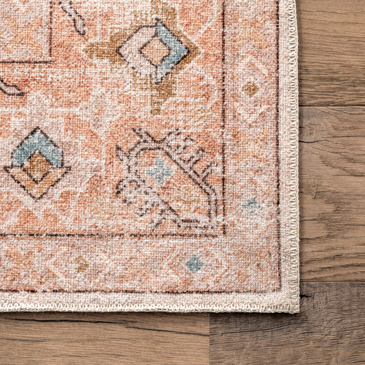 Mara Medallion Machine Washable Rug 50x80 cm Peach