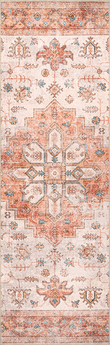 Mara Medallion Machine Washable Rug 50x80 cm Peach
