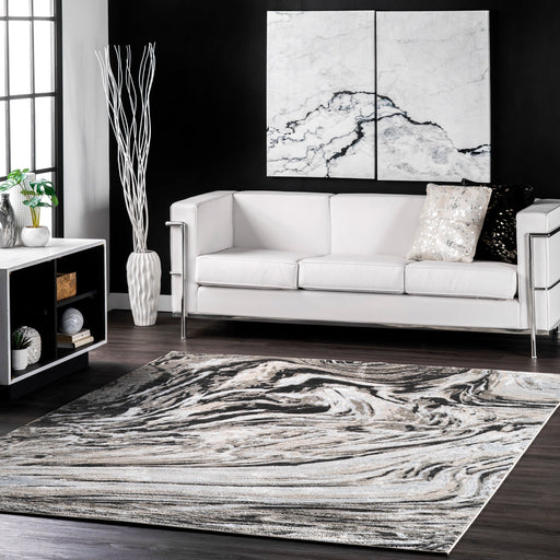 Marble Area Rug in Grey for Contemporary Home Decor
