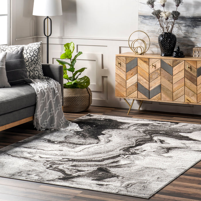 Maren Grey Abstract Marble Area Rug 160x230 cm