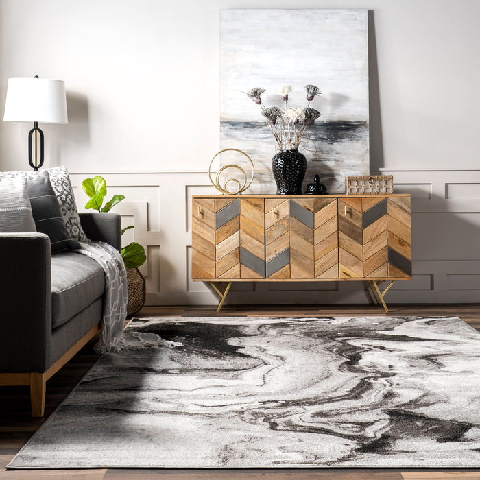 Maren Grey Abstract Marble Area Rug 160x230 cm