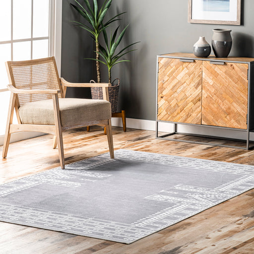 Margo Washable Geometric Area Rug 160x230 cm Grey