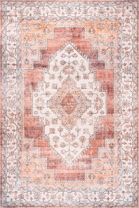 Maria Oasis Medallion Machine Washable Rug 150x240 cm Rust