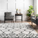 Marlene Grey Crosshatch Trellis Machine Washable Rug 150x80 cm