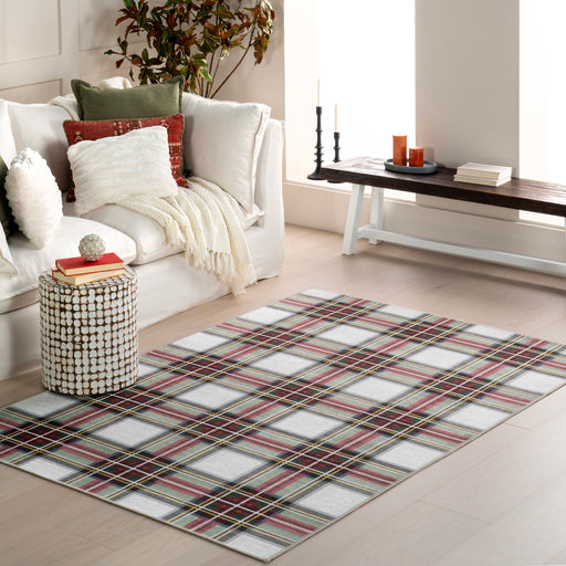 Martina Stewart Red Plaid Washable Area Rug 120x180 cm