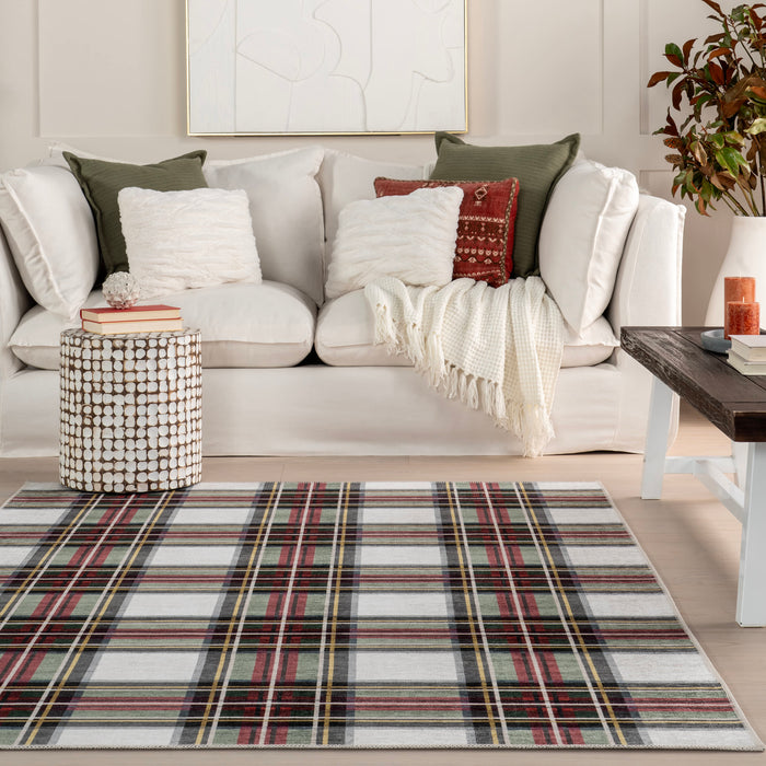 Martina Stewart Red Plaid Washable Area Rug 120x180 cm