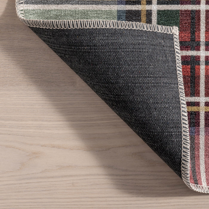 Martina Stewart Red Plaid Washable Area Rug 120x180 cm