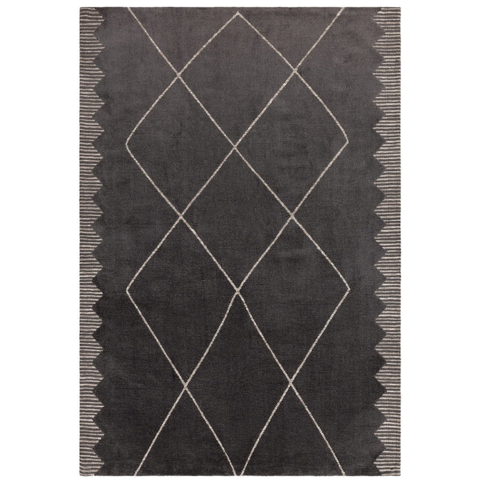 Mason Diamond Modern Tribal Super Soft Carved Hi-Low Rib Textured Black/Grey/Cream Rug