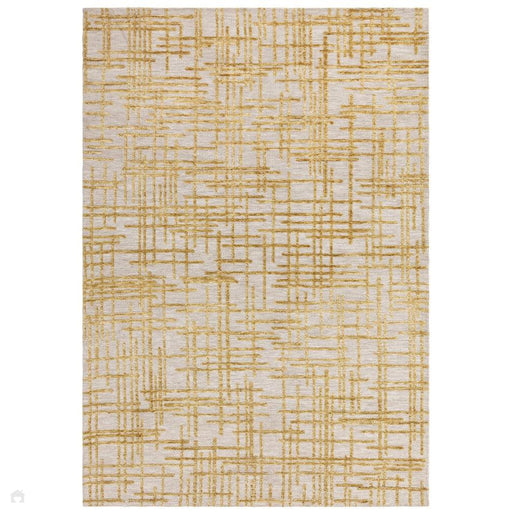 Tappeto Mason Draft moderno astratto super morbido intagliato a coste alte e basse testurizzato oro/beige