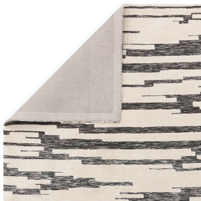 Mason Ikat Modern Abstract Super Soft Carved Hi-Low Rib Textured Charcoal/Cream Rug