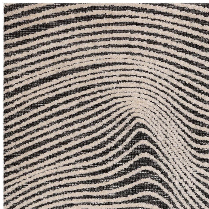 Mason Magnitude Modern Abstract Super Soft Carved Hi-Low Rib Textured Black/Cream Rug