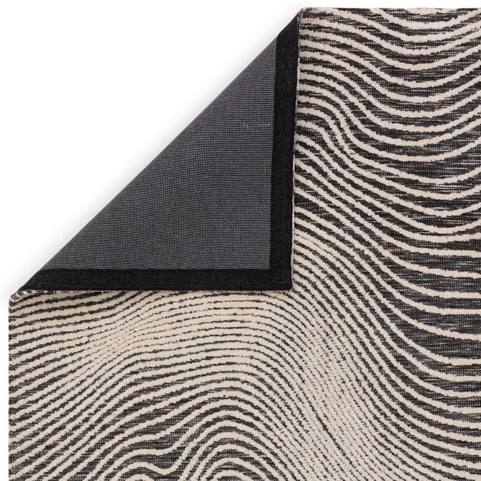 Mason Magnitude Modern Abstract Super Soft Carved Hi-Low Rib Textured Black/Cream Rug