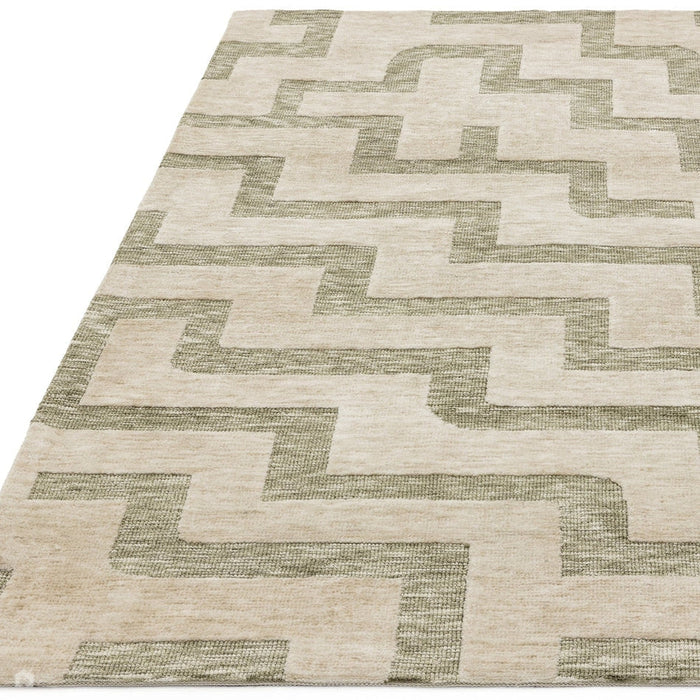 Mason Maze Tappeto moderno geometrico super morbido intagliato a coste alte e basse testurizzato verde salvia/crema