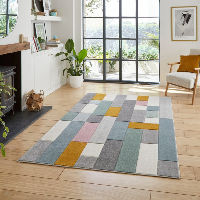 Matrix E7918 Modern Hand Carved Rectangluar Multicolour Rug