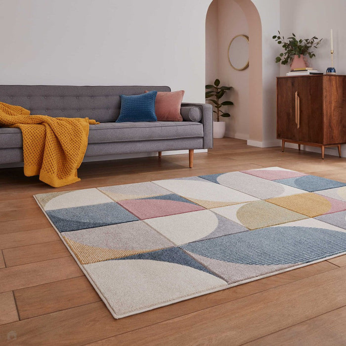 Matrix FE663 Modern Hand Carved Geometric Multicolour Rug