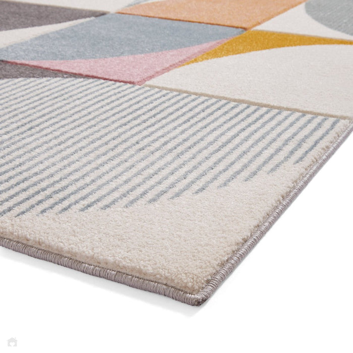 Matrix FE663 Modern Hand Carved Geometric Multicolour/Grey Rug